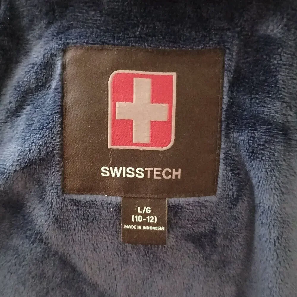 Girls Swisstech Blue Puffer Jacket Hooded Long Sleeve Size L (10-12)